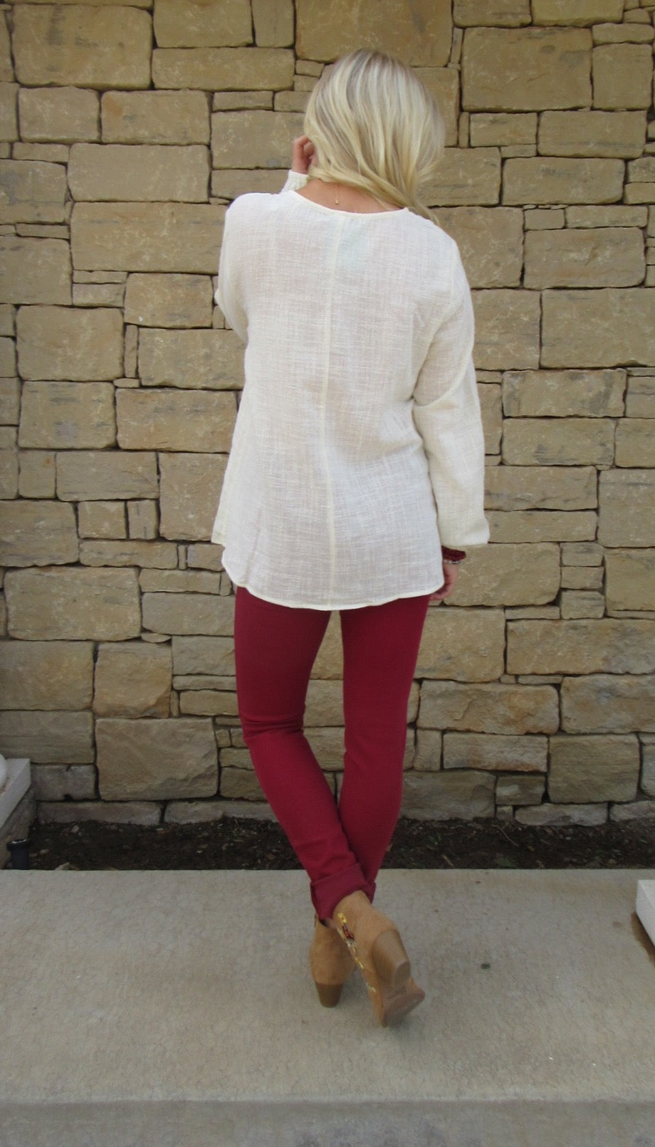 MADRID Embroidered Floral V-Neck Gauze Top