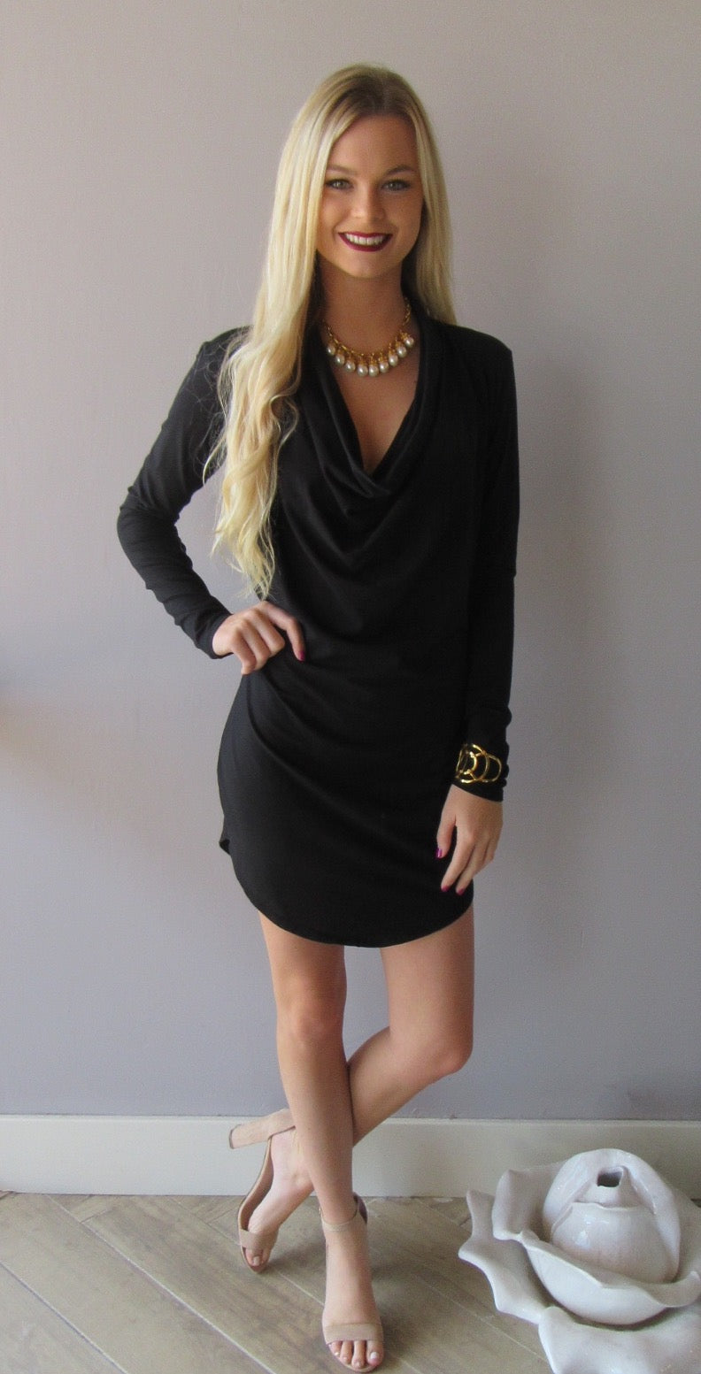 BOBI Modal Jersey TAKE A CHANCE CowlNeck ScoopHem Dress