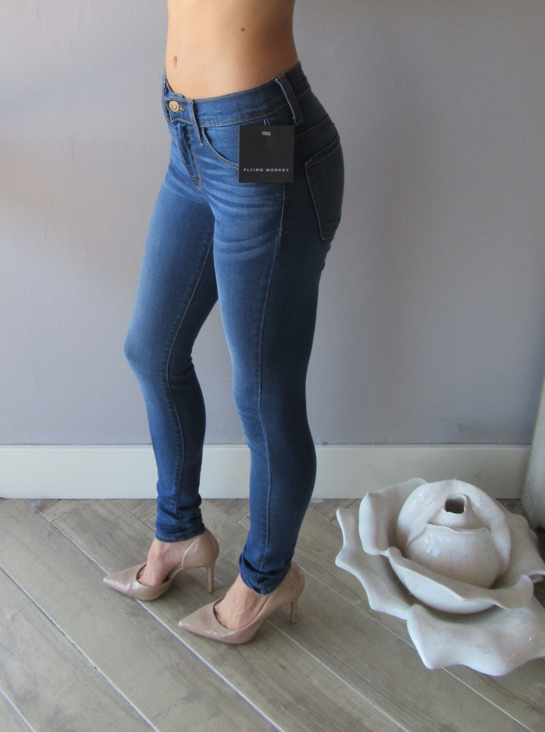 FLYING MONKEY HiRise BAMBI BLUE SuperSoft Skinny Jean