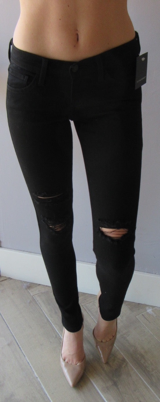FLYING MONKEY MidRise OPTIC BLACK Distressed Skinny Jean