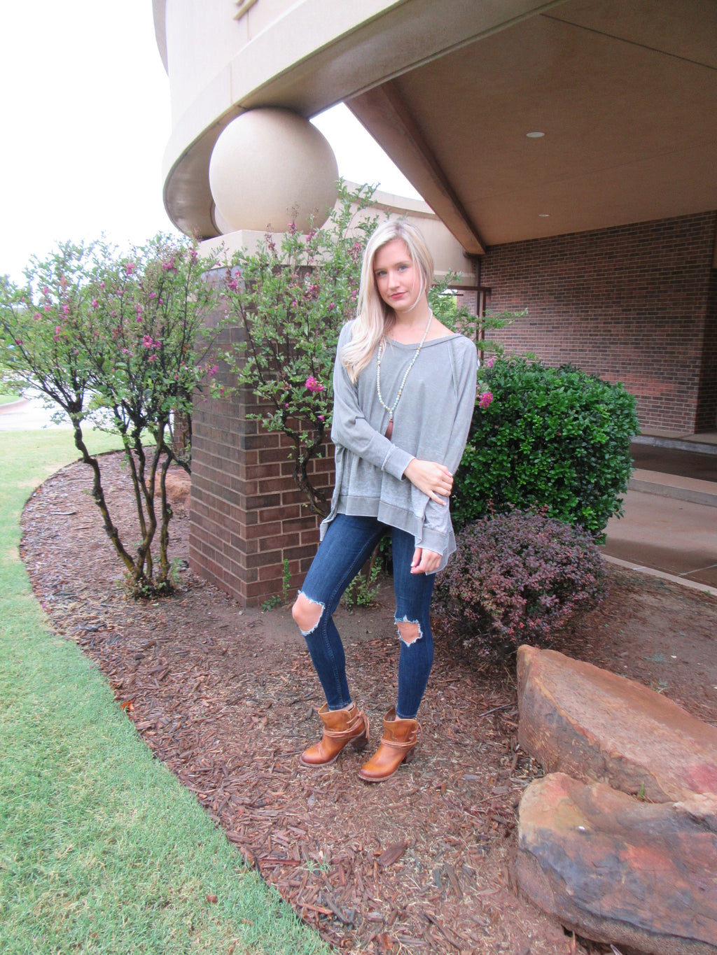 SLEEPY HOLLOW Burnout Jersey DolmanSleeve SideSlit Top