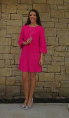 POISED Scallop Neck/Sleeve Shift Dress
