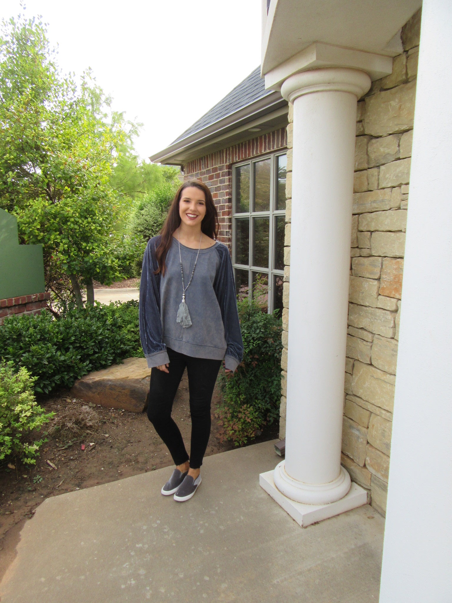 WINCHESTER MineralWash Raglan Velvet Sleeve Oversize Top