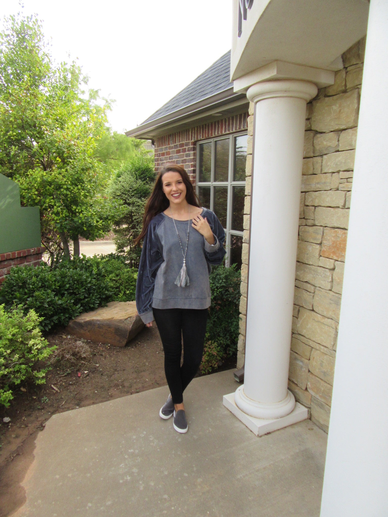 WINCHESTER MineralWash Raglan Velvet Sleeve Oversize Top