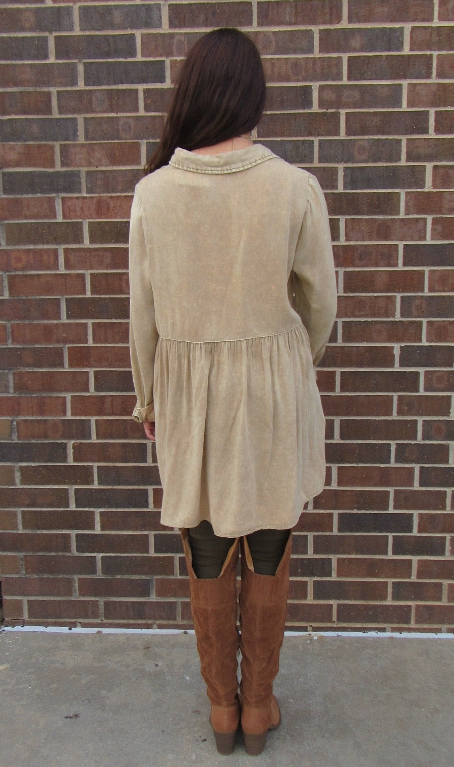 FLOODGATES MineralWash ButtonDown Babydoll Collared Top