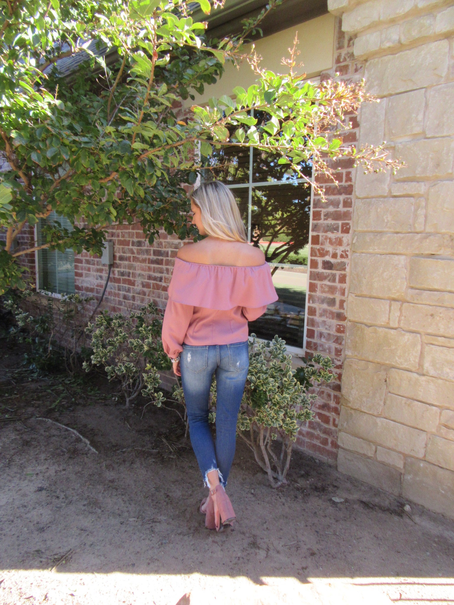 DUCHESS Layered OffShoulder V-Cutout LongSleeve Top