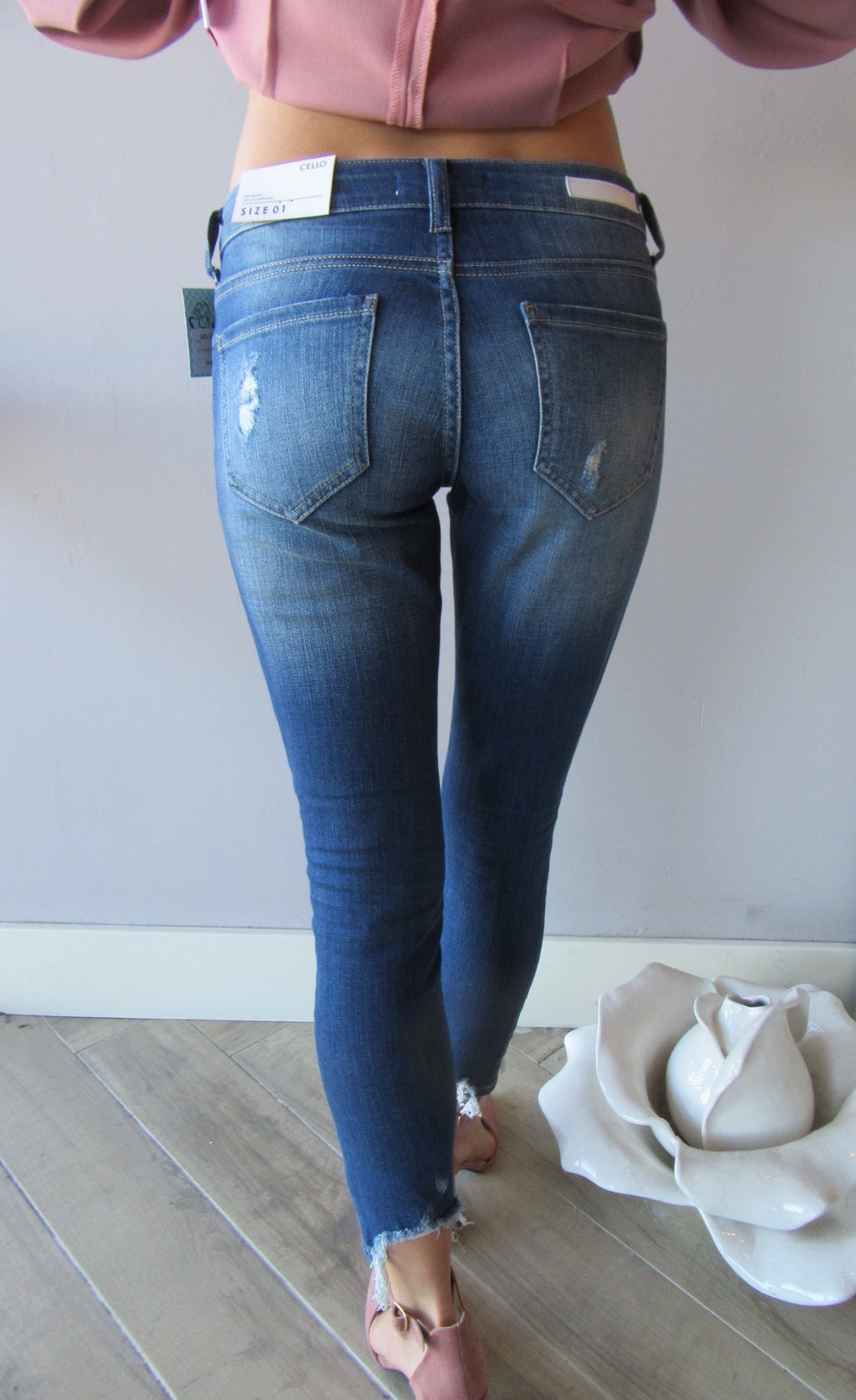 CITY LIFE Midrise Open Destructed Ankle Skinny Jean