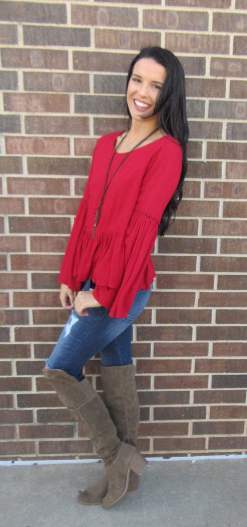 BOREN Gauze Babydoll BellSleeve Top