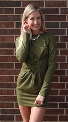 BOBI Cargo Green TRUSSED Corset Waist Supreme Jersey Dress