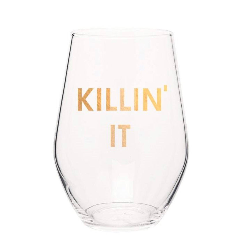 CG Graphic Foil Logo Stemless Wine Glass