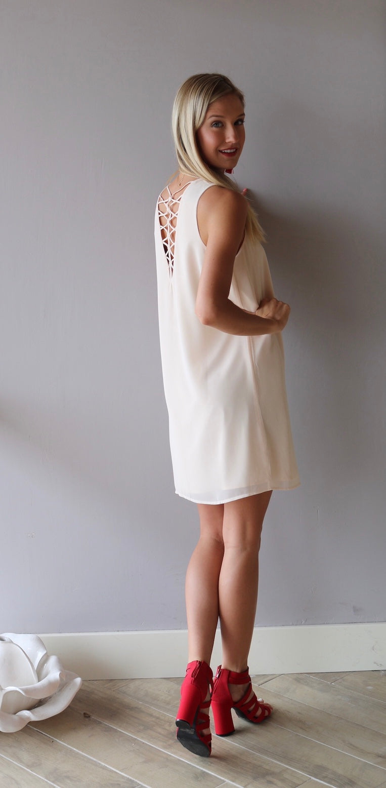 Naked Zebra GUARDIAN StrappyBack V-Neck Chiffon Shift Dress