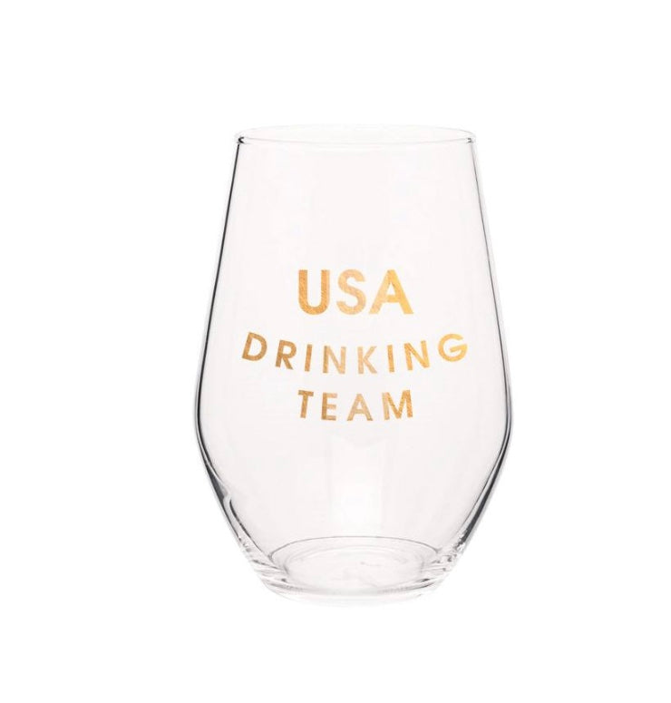 CG Graphic Foil Logo Stemless Wine Glass