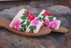 BARBADOS Floral Embroider Slide Sandal Shoes