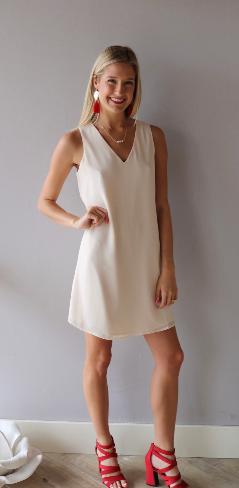 Naked Zebra GUARDIAN StrappyBack V-Neck Chiffon Shift Dress