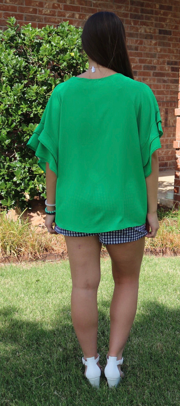 ANGELIC Layered RuffleSleeve ScoopNeck Top