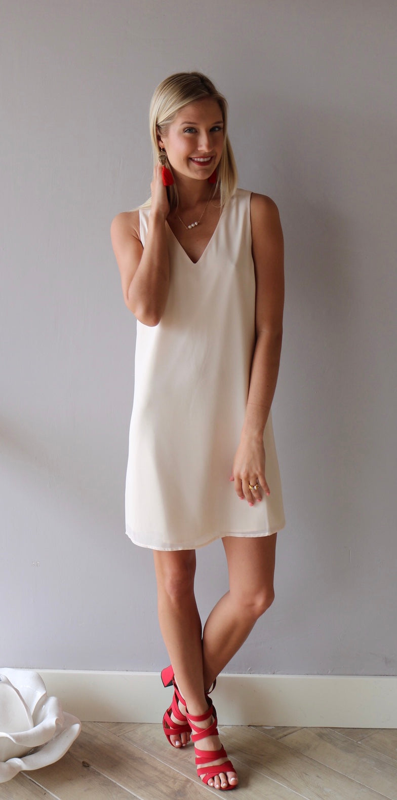 Naked Zebra GUARDIAN StrappyBack V-Neck Chiffon Shift Dress