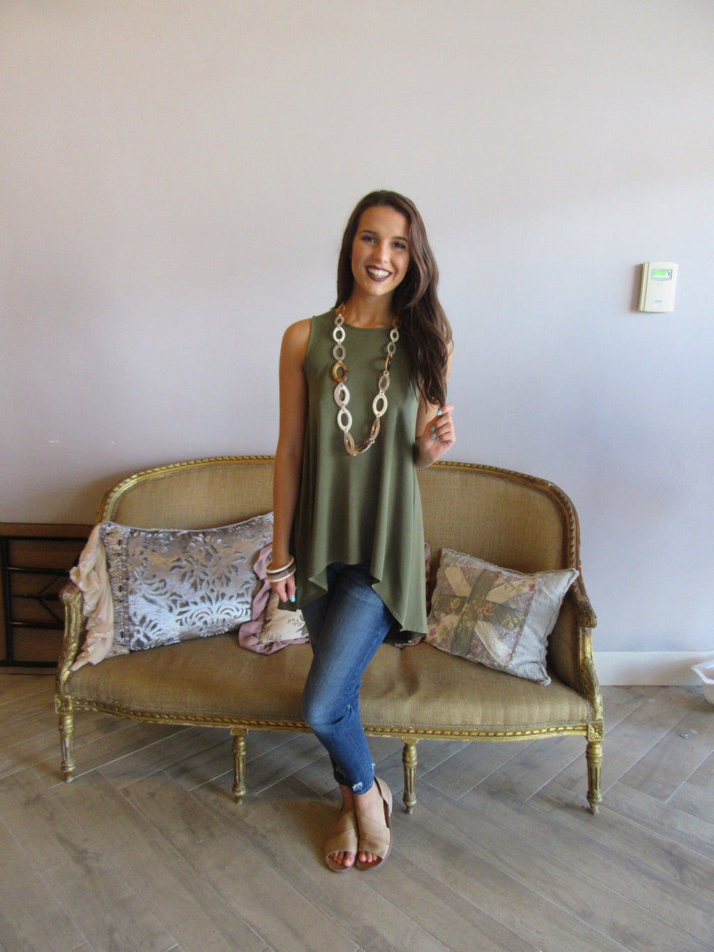 BOBI TerryKnit HUNTRESS LaceUp Back Asymmetric Tank Top