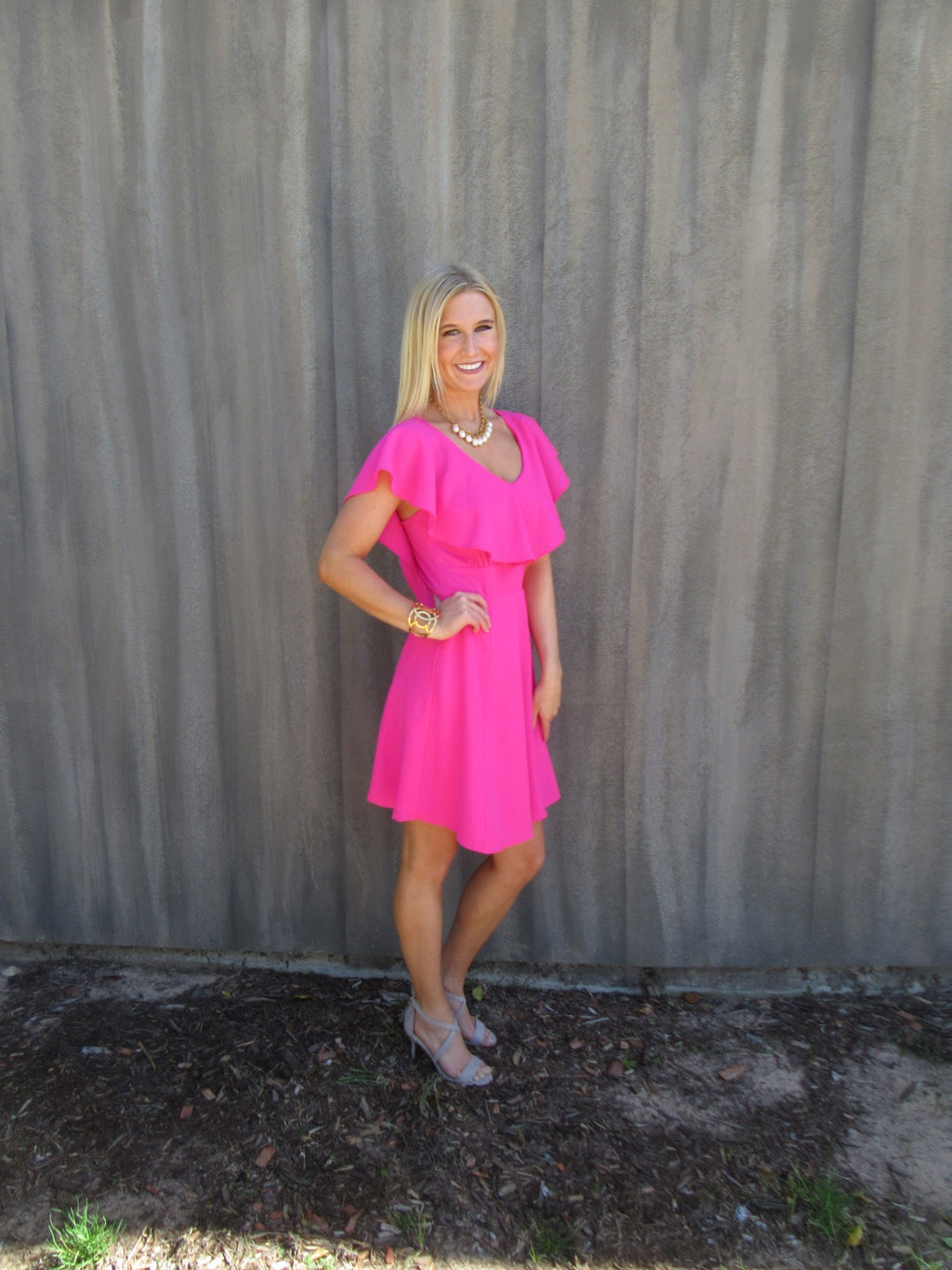 ECHELON Ruffled TieBack Woven Dress