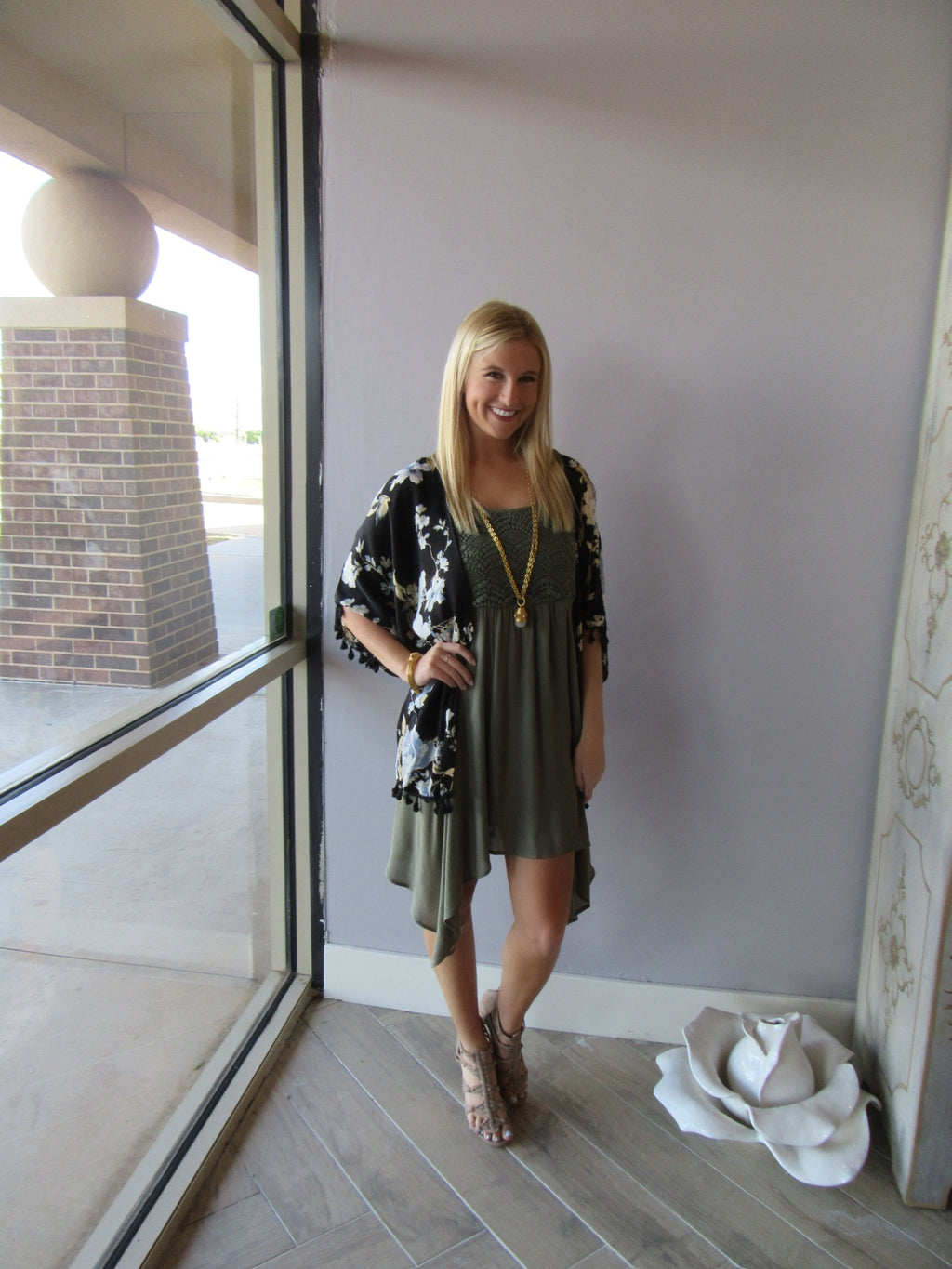 SUMMIT Crochet Bust Asymmetric Gauze Dress