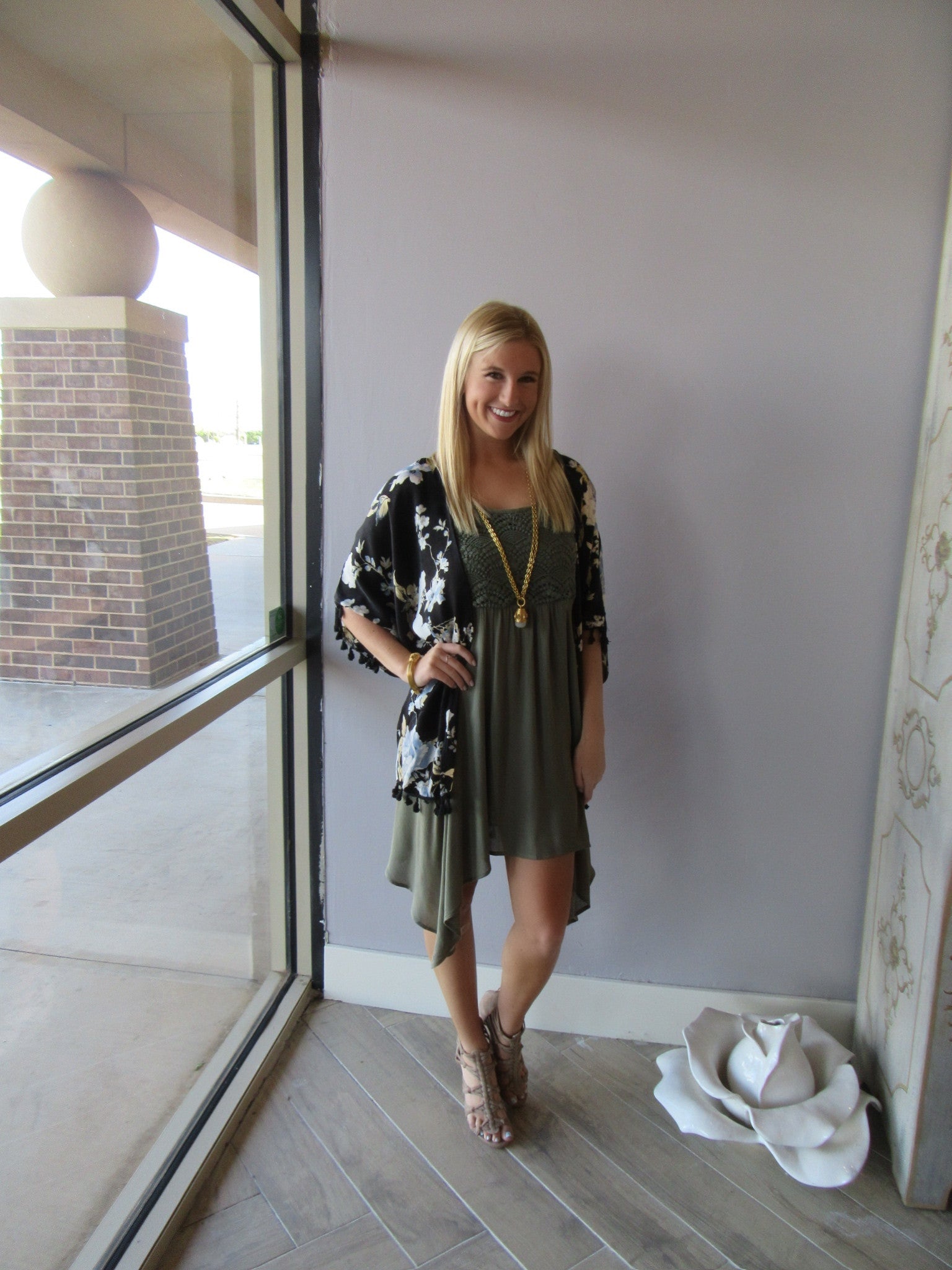 SUMMIT Crochet Bust Asymmetric Gauze Dress