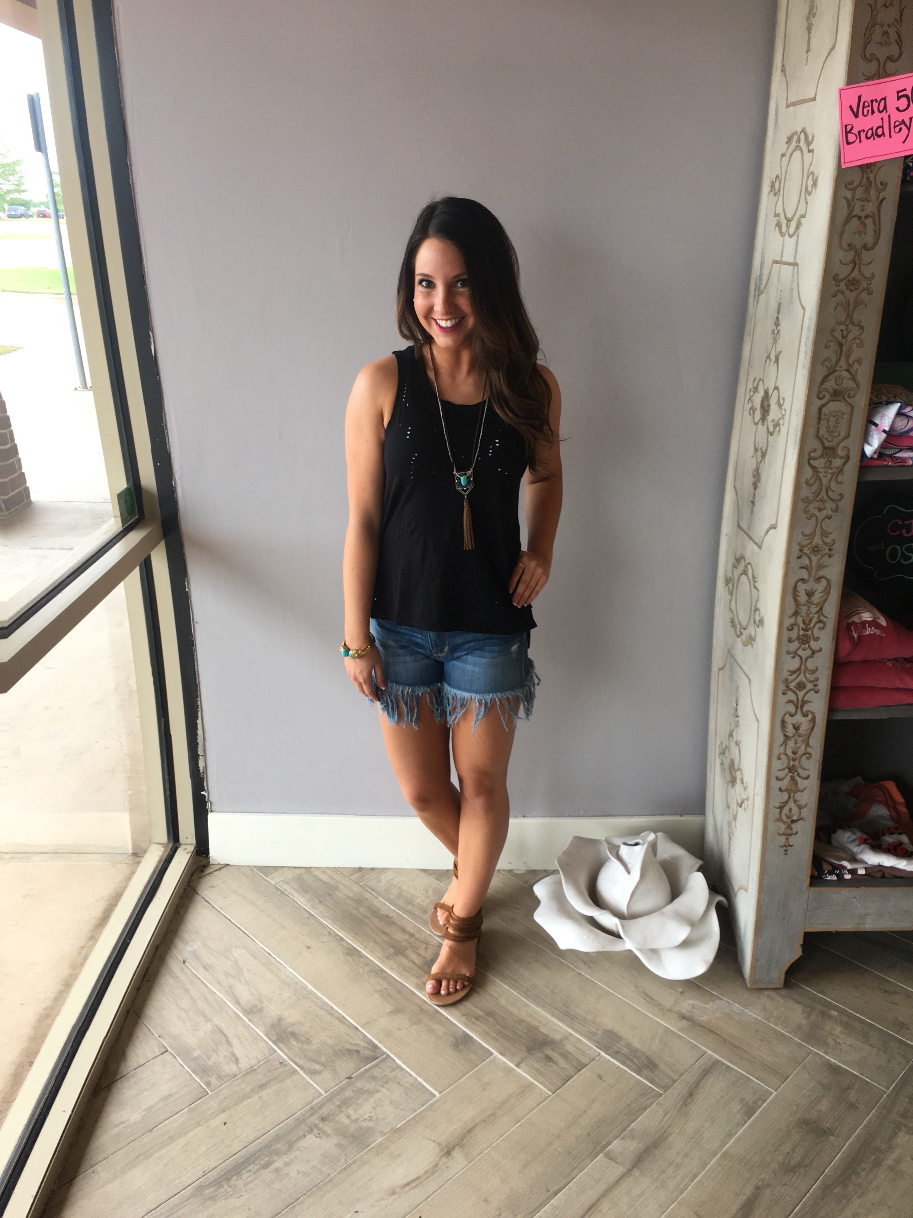 BOBI Distressed ABBOTT HiLo Slub Jersey Tank Top