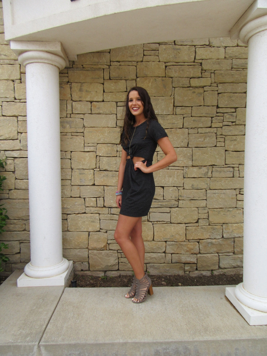 KNOTTED UP Jersey Cutout Knot Dress