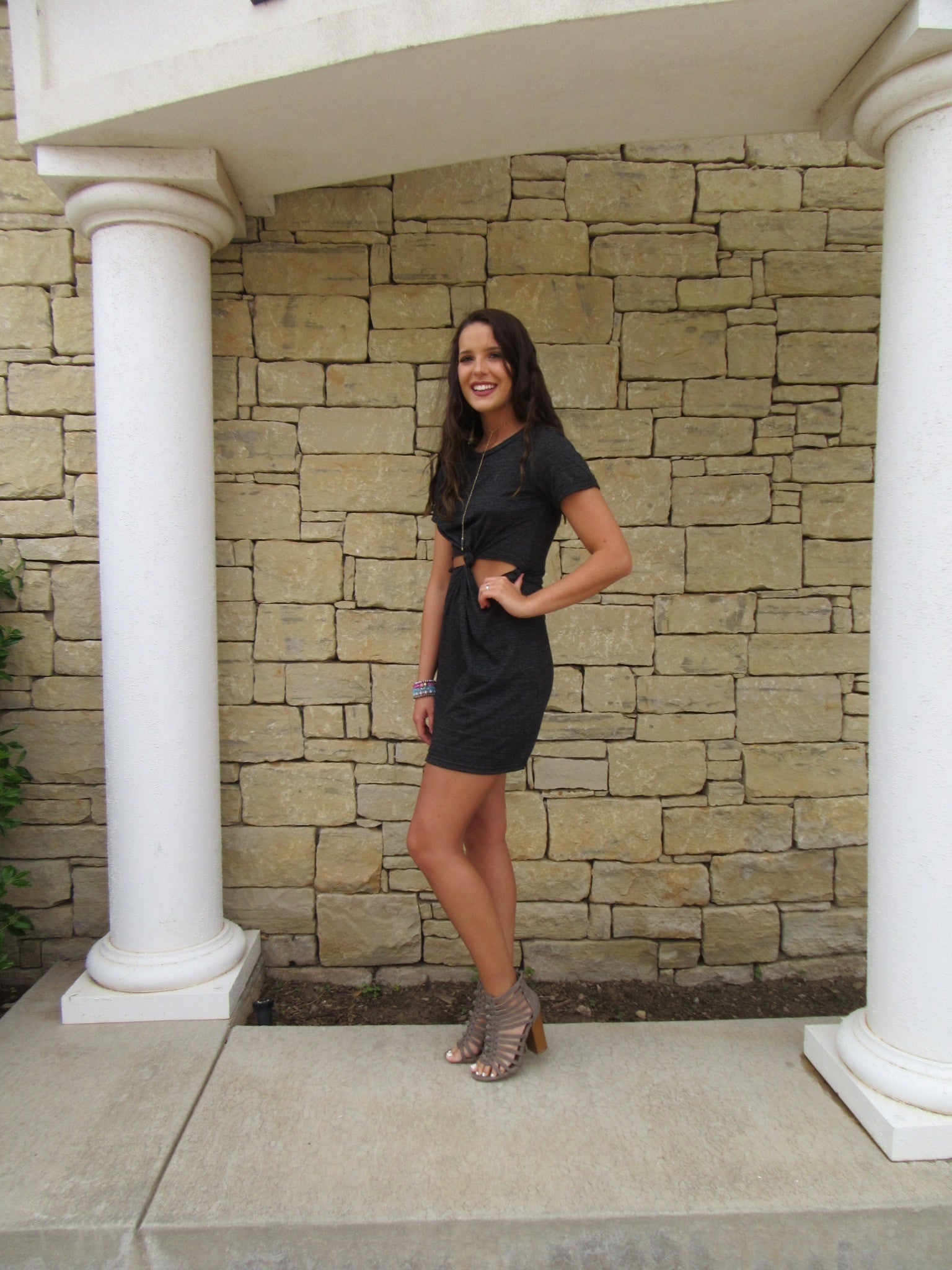 KNOTTED UP Jersey Cutout Knot Dress