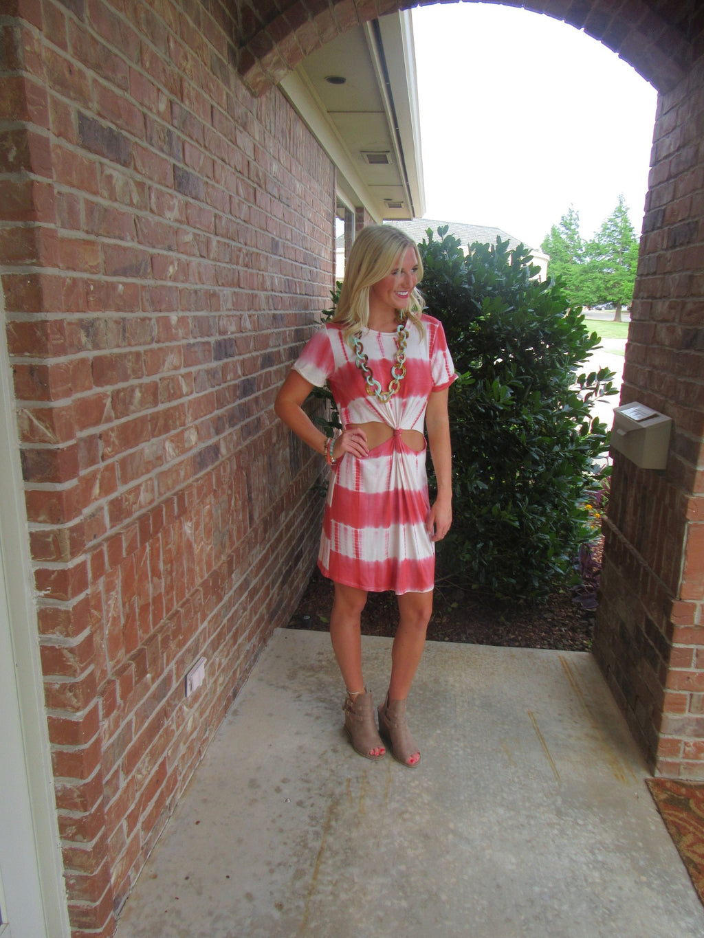 KNOTTED UP DipDye Jersey Cutout Knot Dress