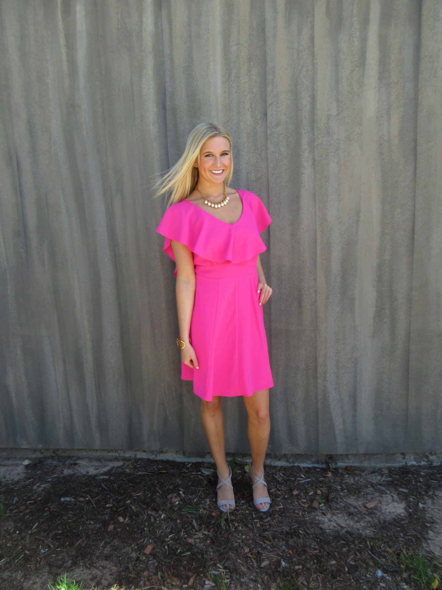 ECHELON Ruffled TieBack Woven Dress