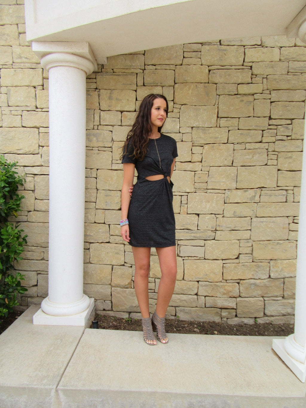KNOTTED UP Jersey Cutout Knot Dress