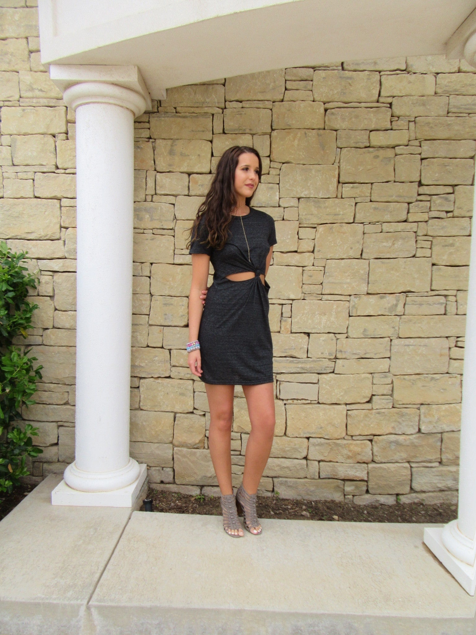 KNOTTED UP Jersey Cutout Knot Dress