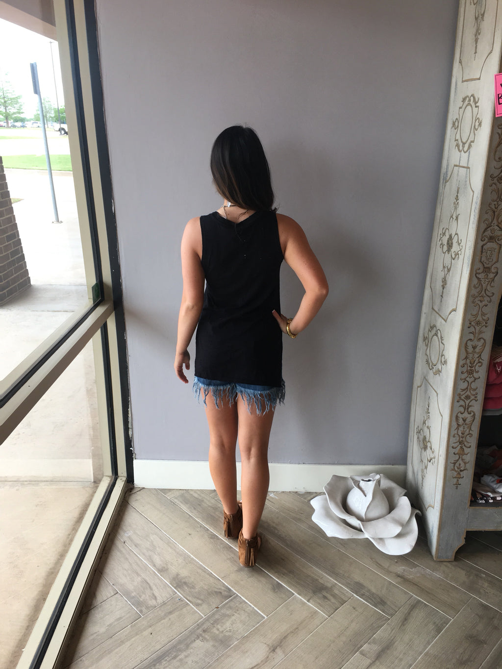 BOBI Distressed ABBOTT HiLo Slub Jersey Tank Top