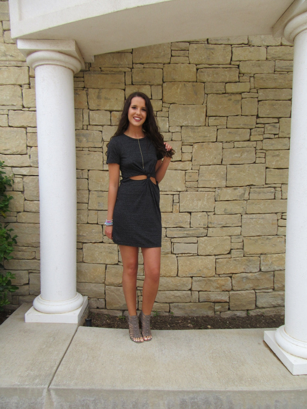 KNOTTED UP Jersey Cutout Knot Dress