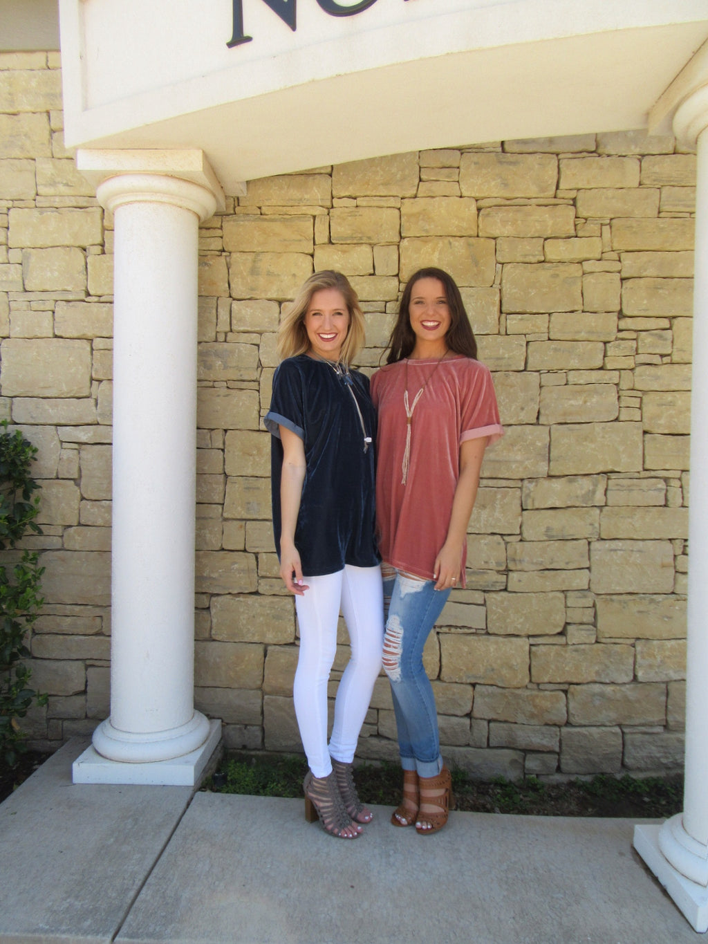 UPON A STAR Velvet Roll Sleeve Tunic Top