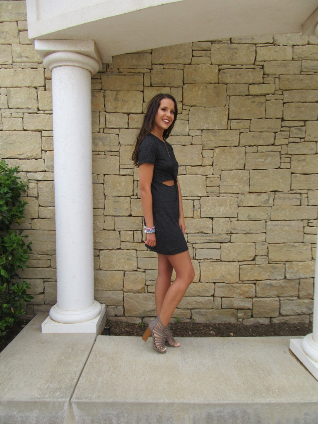 KNOTTED UP Jersey Cutout Knot Dress