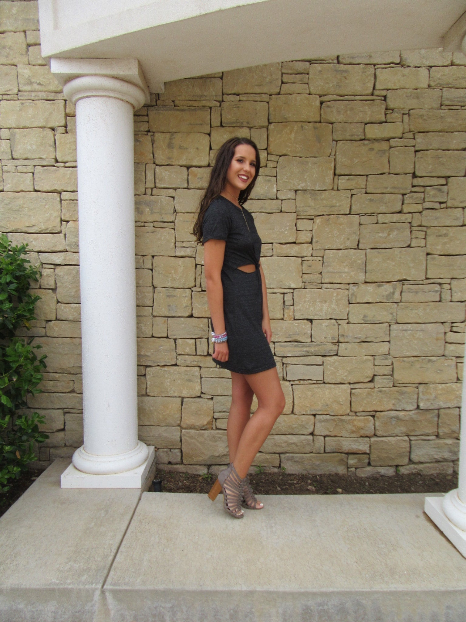 KNOTTED UP Jersey Cutout Knot Dress