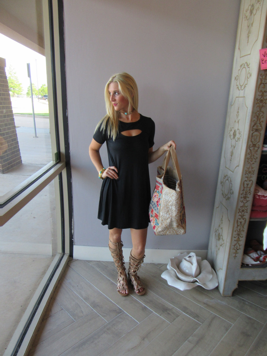 DIRE STRAITS SlitFront Modal Jersey Dress