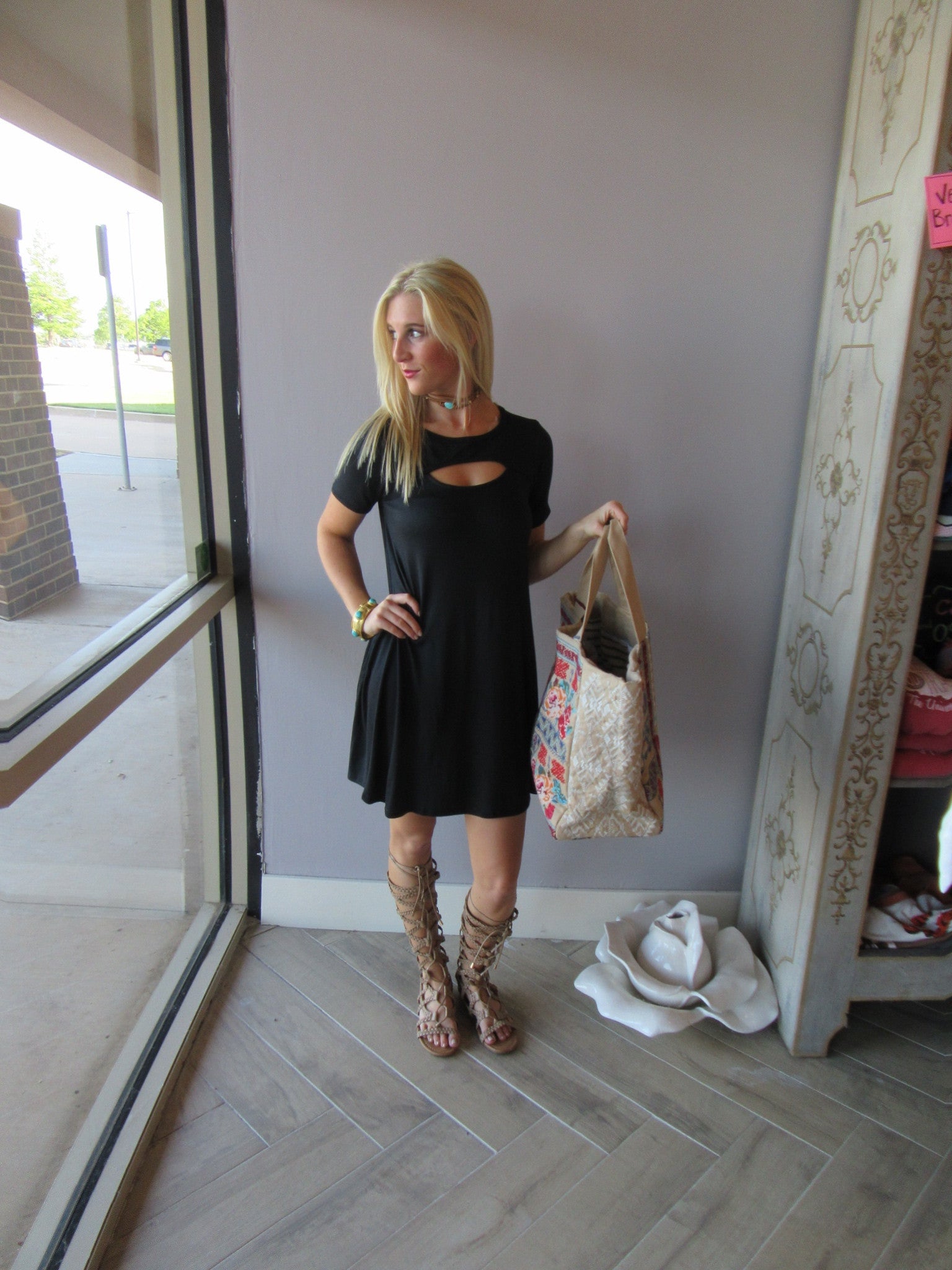 DIRE STRAITS SlitFront Modal Jersey Dress