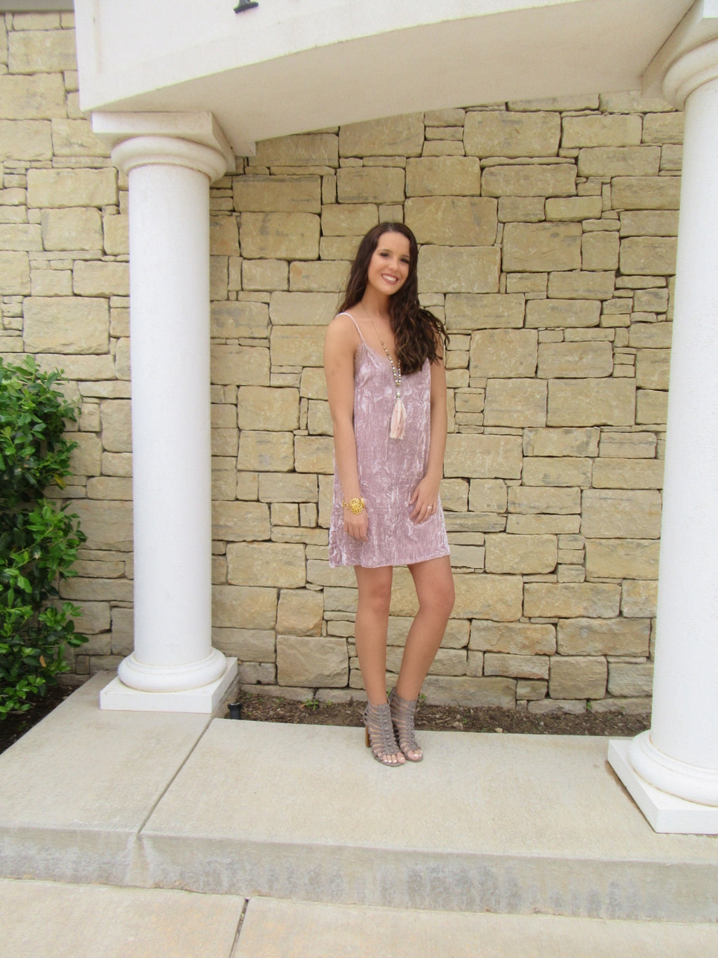 SHAPE OF YOU Crushed Velvet LaceTrim Cami Slip Dress