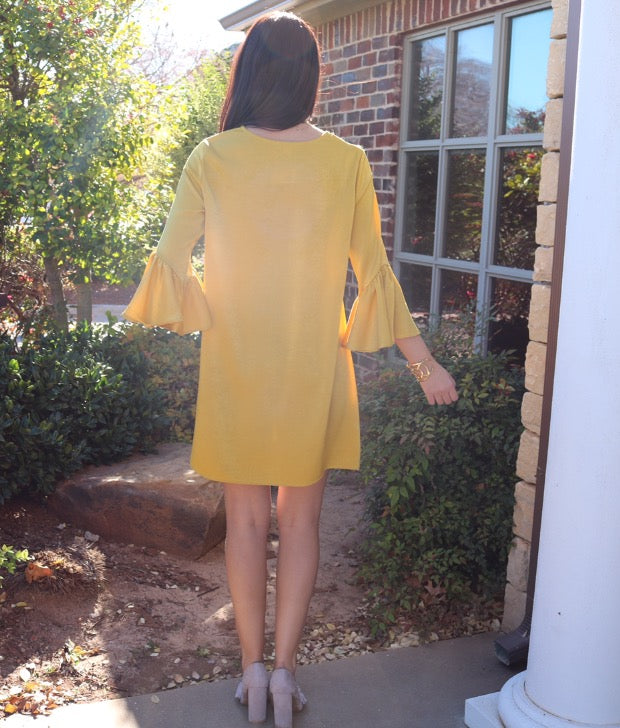 SUNRISE MatteSatin Bell Sleeve Tunic Dress