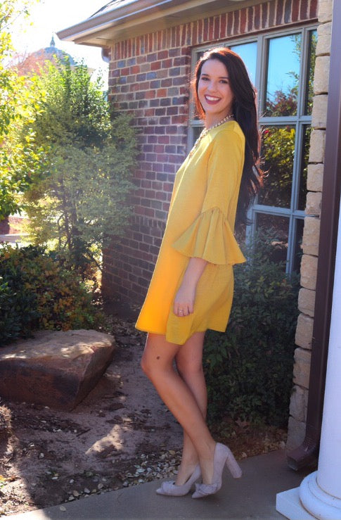 SUNRISE MatteSatin Bell Sleeve Tunic Dress