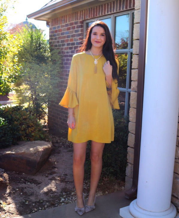 SUNRISE MatteSatin Bell Sleeve Tunic Dress