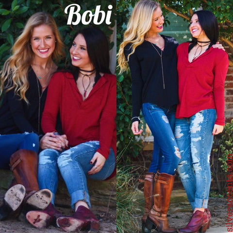 BOBI Slub Jersey CALI Henley LongSleeve Top