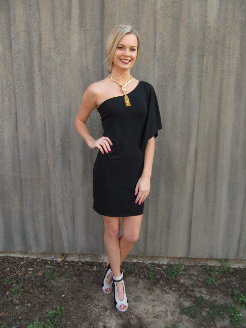 BOBI Ltwt Jersey SAVILLE ROW OneShoulder Dress