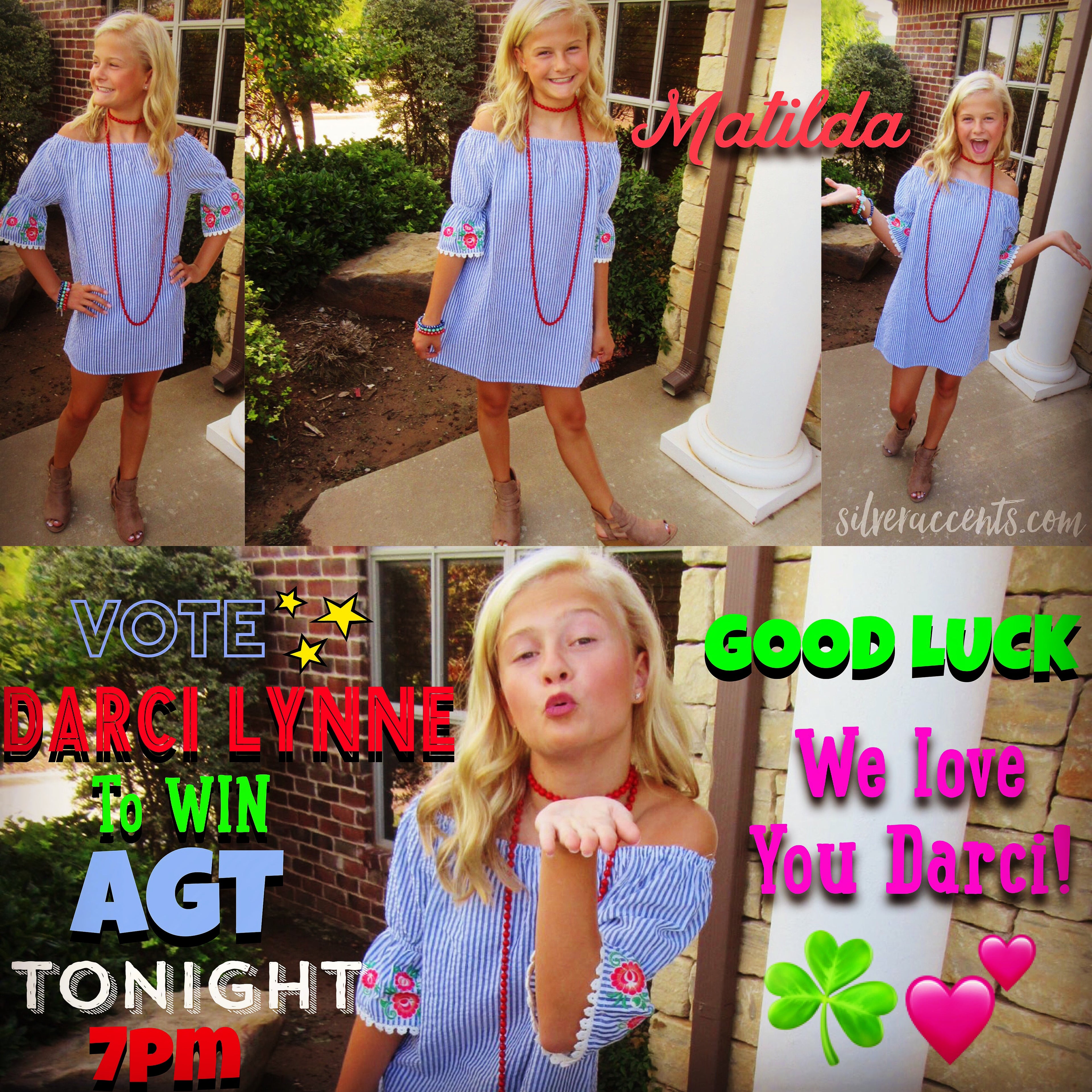 MATILDA Girls Stripe Embroidered Floral RuffleSleeve OffShoulder Dress