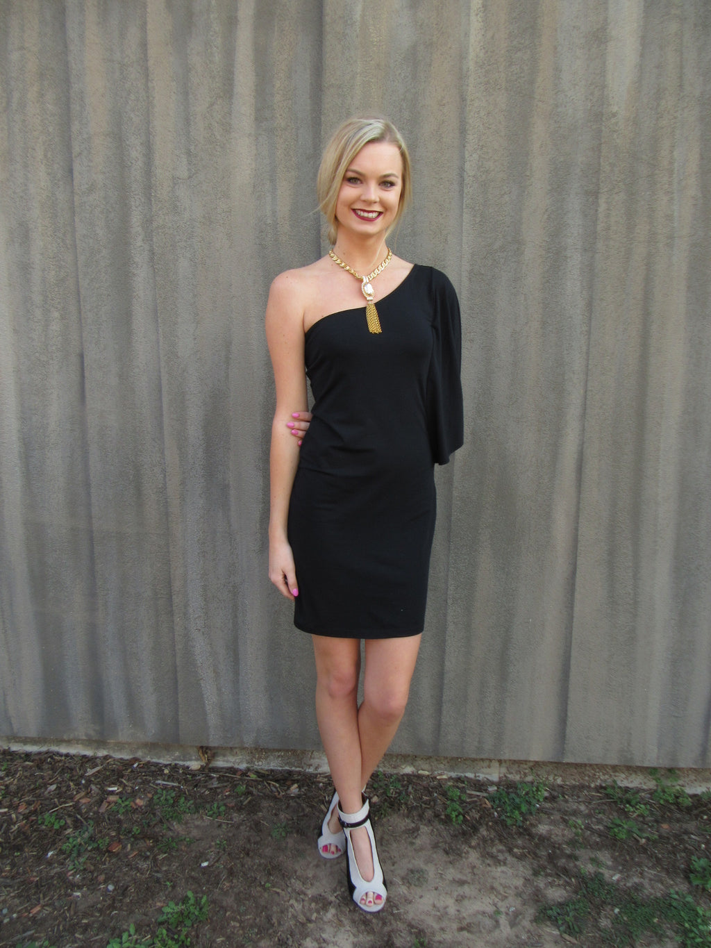 BOBI Ltwt Jersey SAVILLE ROW OneShoulder Dress