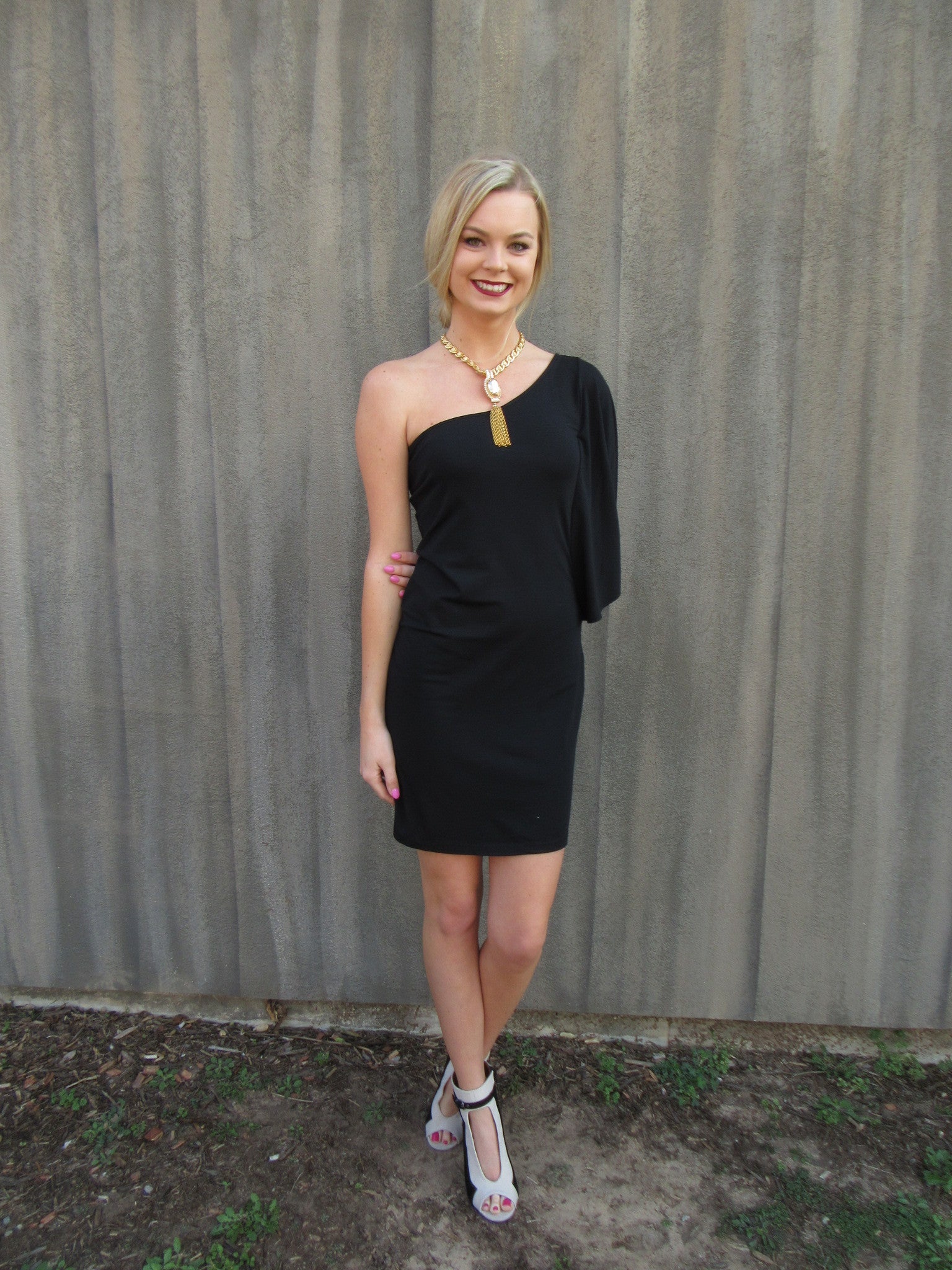 BOBI Ltwt Jersey SAVILLE ROW OneShoulder Dress