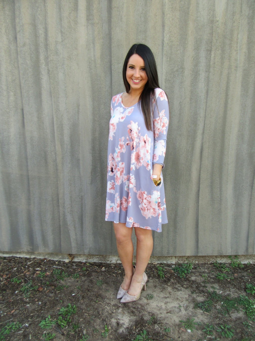 ETERNAL Floral Cutout Back Knit Dress