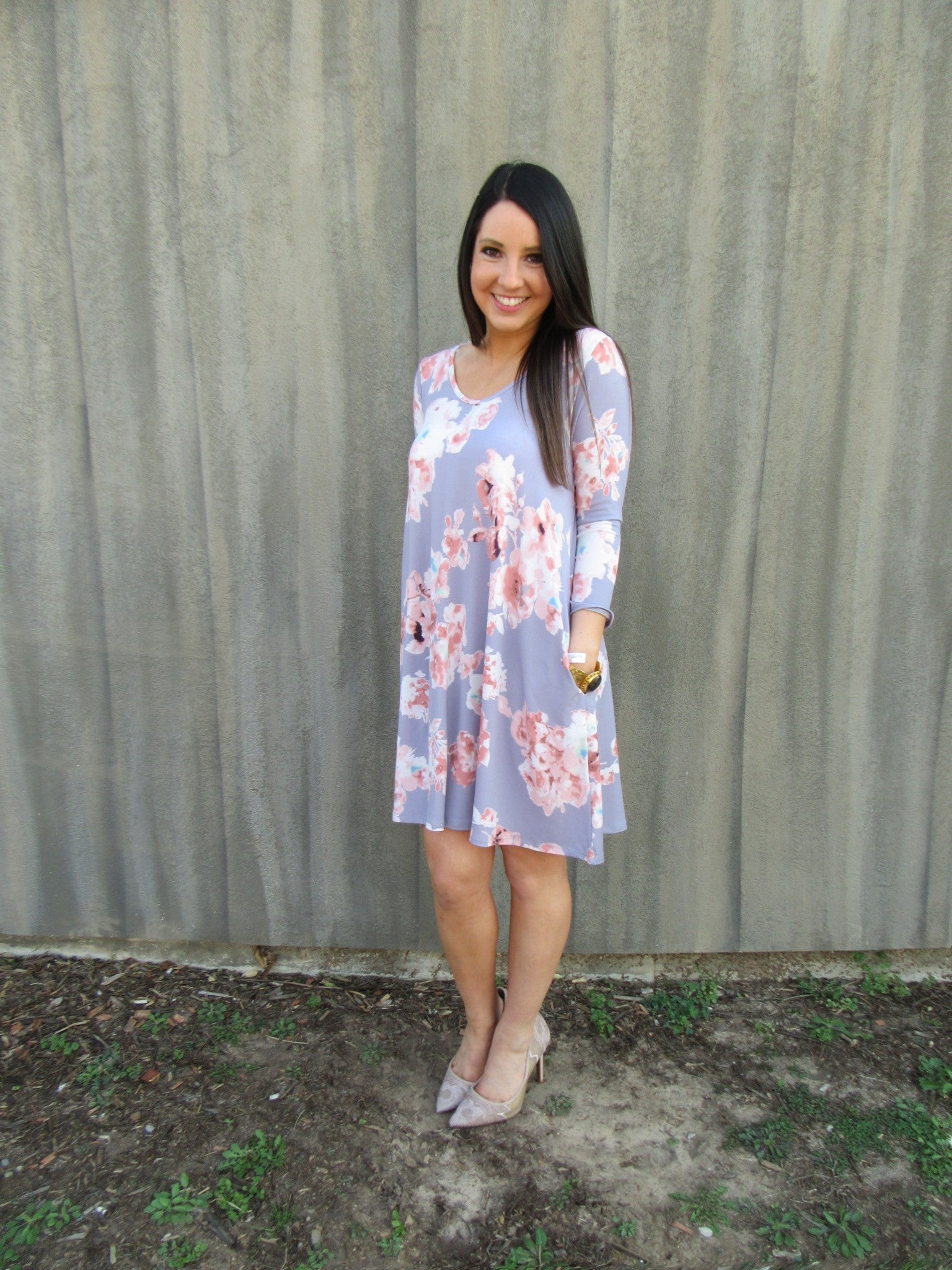 ETERNAL Floral Cutout Back Knit Dress