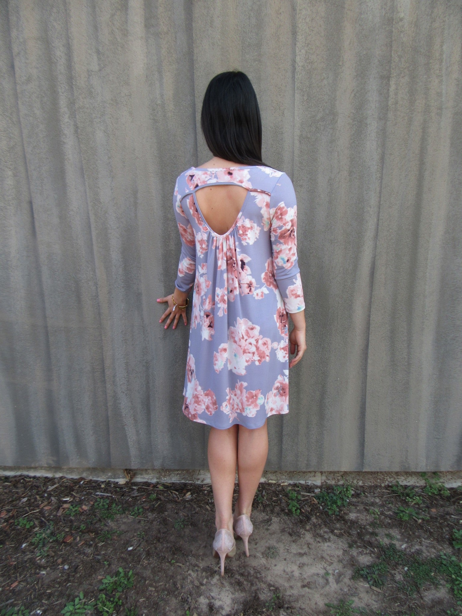 ETERNAL Floral Cutout Back Knit Dress
